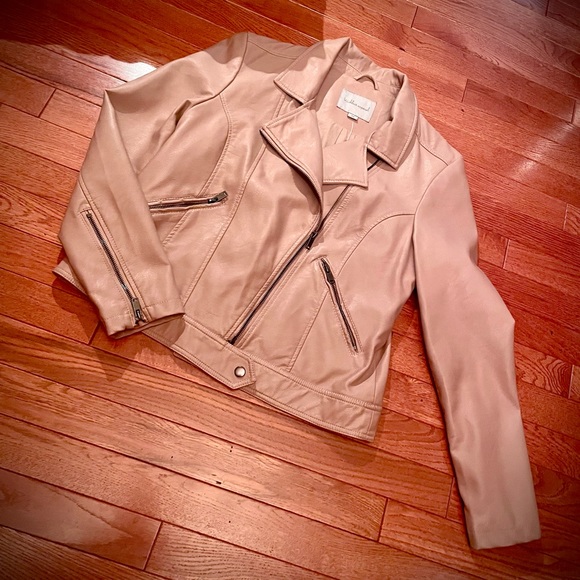 New women’s vegan leather mauve nude moto jacket size M - Picture 10 of 16